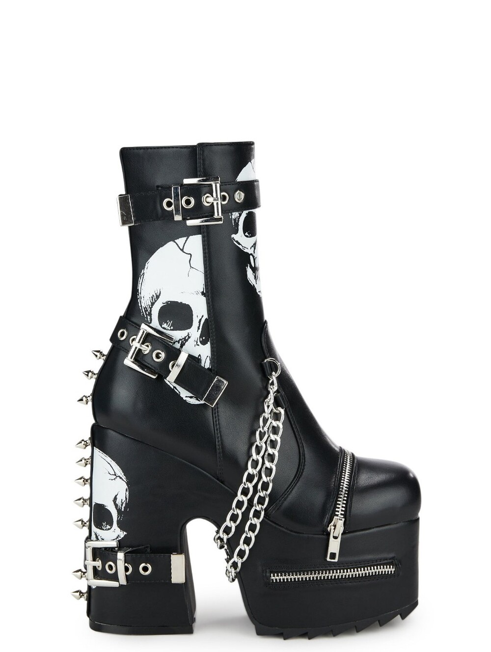 Lamoda Escape Platform Boots Skull 7 Goth Emo Punk Spiked Black Shoes Chain